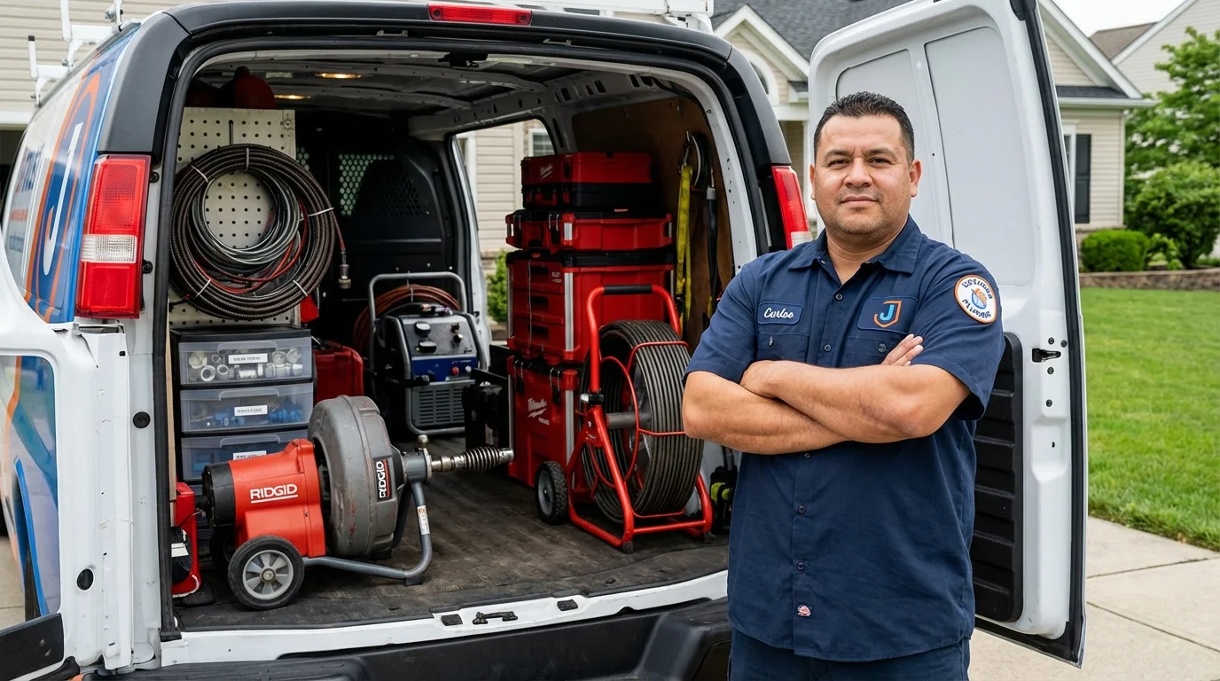 Professional drain cleaning equipment and Johns Plumbing LLC plumber in Kittredge