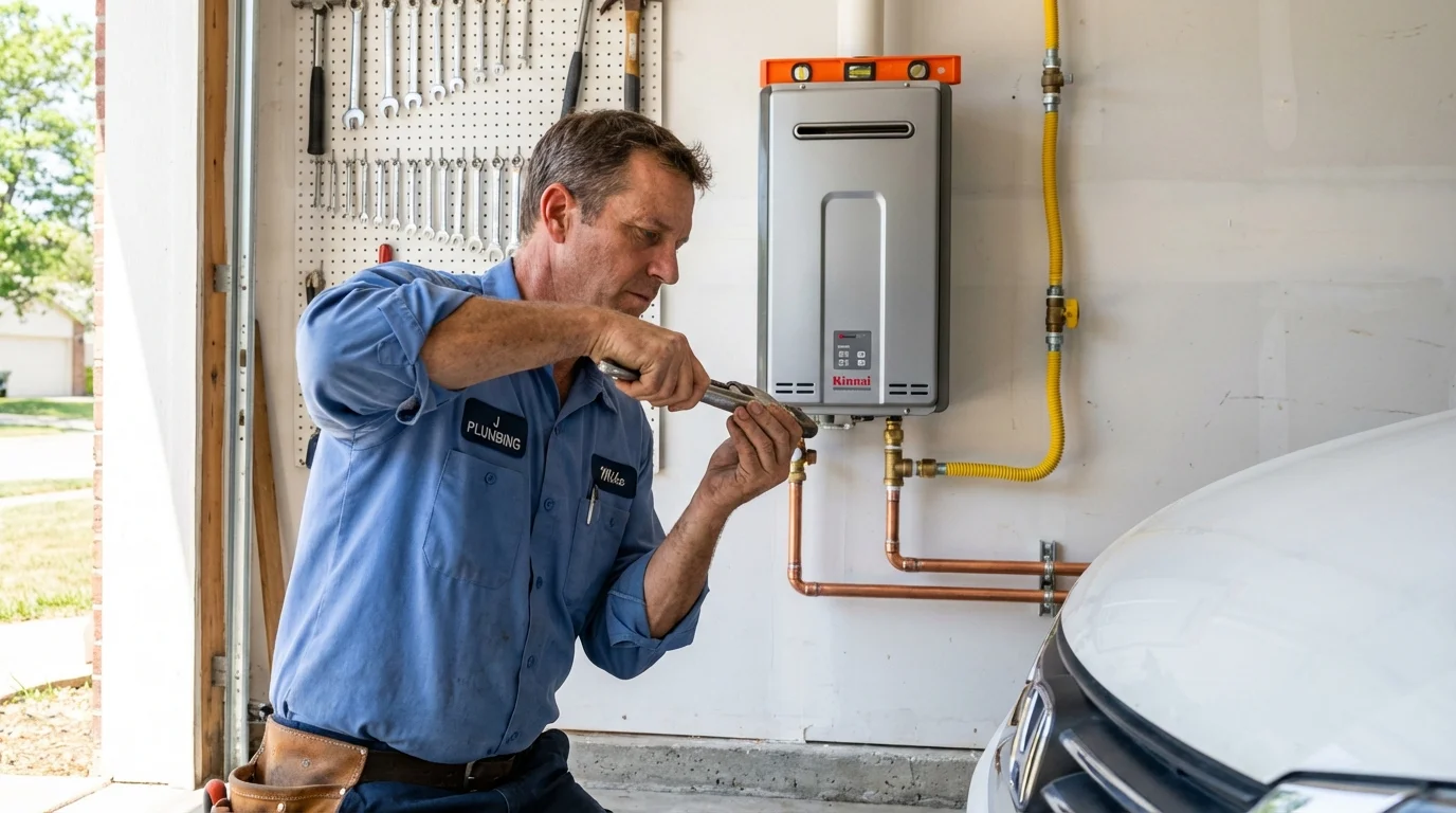 Tankless water heater installation by a Johns Plumbing LLC plumber in Kittredge